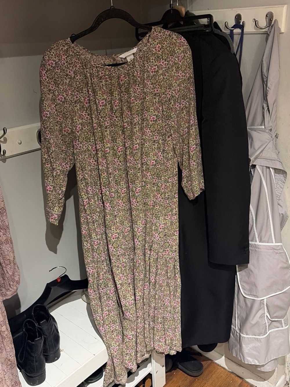 H&M Pink and Yellow Floral Midi Dress
